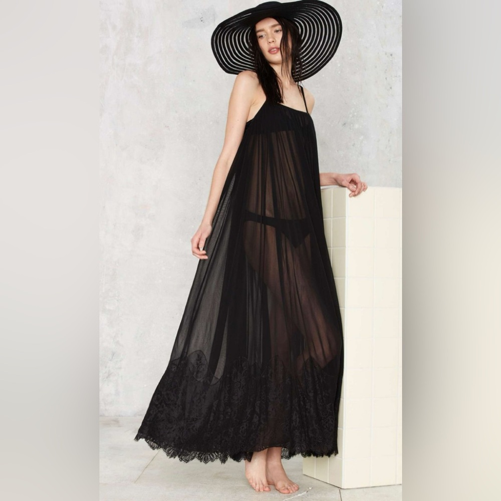 HAH Hot as hell sheer lace maxi dress